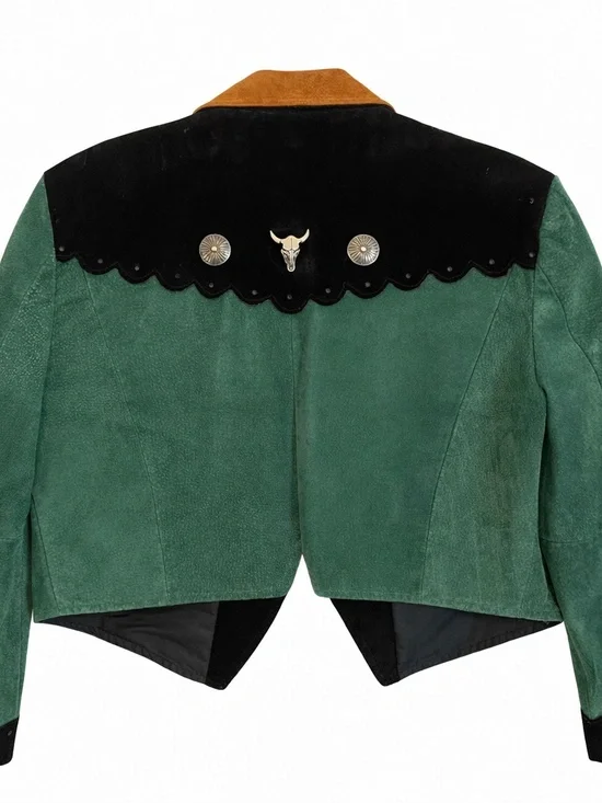 VINTAGE PIONEER WEAR WESTERN leather jacket green size M, cowgirl - Picture 5 of 8